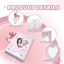 Mini Photo Album For Fujifilm Instax Mini Film, Ideal For  2x3 Photos, K Photocard Binder With Heart Cutout Cover, Hanging Hole For Pendant, 40 Pockets, 6 Styles, Pocket-Size Album (Pink) - Pink - 查看 5