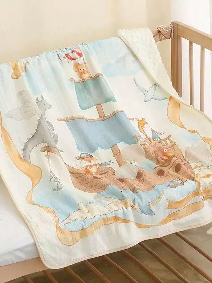 1pc Soft & Cozy Infant Fleece Blanket, 100*100cm - Multicolor - View 1