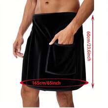 1pc Black Hook And Loop Adjustable Pocket Towel Skirt - Black - View 5