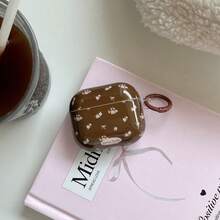 Cute Pink Floral Design Earphone Case Compatible With Apple Pro 3, 1/2/Pro/Pro 2, Shockproof Protective Cover, Korean Style - Brown - View 3