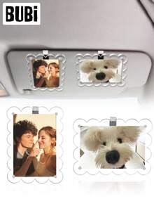 Customized Car Sun Visor Photo Frame Clip, DIY Personalized Photo Holder, Suitable For Family, Pet Dog/Cat, Boyfriend/Girlfriend Photos, Auto Accessories - Wave Style - View 16