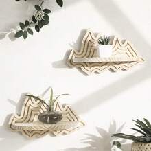 Estante flotante de madera para pared, creativo, con forma de montaña, para plantas, libros y mucho más. - Blanco - Ver 4