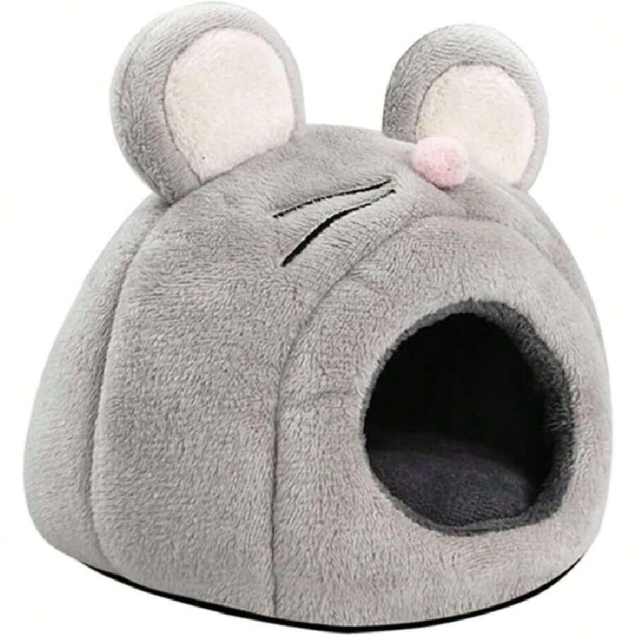 Casa Cama para Hámster Forma de Ratón Cálida y Suave Cueva para Cobayas Chinchillas y Pequeños Roedores Refugio Acogedor para Jaulas y Mascotas Pequeñas,38939448 - Multicolor - Ver 1