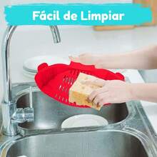 Colador de Silicona Universal de Cocina Para Alimentos Pasta Verduras Carne Sopa Colador de Aliementos Multiusos + Cuchara de Pasta de Alta Calidad Grado Alimentario (Verde),38952010 - Gris Claro - Ver 5