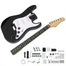 DIY 6 String ST Style Electric Guitar Kits With Mahogany Body, Maple Neck And Accessories Black,The 6 String DIY ST Electric Guitar With With Mahogany Body, Maple Neck And Accessories. Easy To Install,No Welding Is Required During The Entire Installation Process. This DIY Electric Guitar Kit Have All Pre-Installed Wiring Plugs.The Best Choice For DIY Lovers - 黑色 - 查看 1