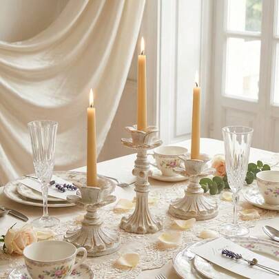 1件/套 复古法式烛台/烛座，高端家居艺术品，香薰烛台底座，烛光晚餐装饰，餐桌装饰，书桌装饰，情人节派对装饰，房间装饰，礼品装饰