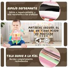 Espejo y Libro Sensorial para Bebe - Libro de Texturas para Bebe - Juguetes Sensoriales - Juguetes para Bebe de 0 a 6 Meses - Libro de Tela para Niños - Estimulacion Temprana para (Rosa),38965273 - Multicolor - Ver 6