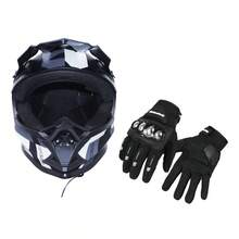 Full Face Motorcycle Helmet & Protective Gloves Set - Breathable Hard Shell Helmet With Ventilation, Impact-Resistant Gloves For Motocross/Off-Road Riding - Send Black Gloves - View 1