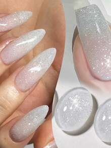 BORN PRETTY 10ml 银色闪亮亮片凝胶指甲油，反光闪亮，半永久美甲艺术设计，可卸除，适用于UV/LED美甲沙龙和家庭DIY