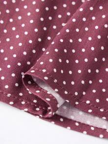 Women Fairy Grunge Y2k Babydoll Shirt Cap Sleeve Polka Dot Tie Back Flowy Crop Top Summer Aesthetic Square Neck Ruched Shirt Preppy Clothes - 酒紅色 - 查看 9