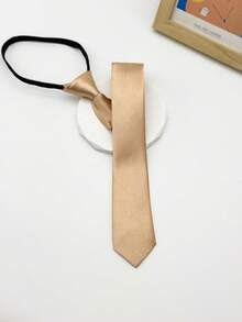 1条男士5厘米纯色拉链领带，衬衫装饰配饰 - 香檳色 - 查看 2