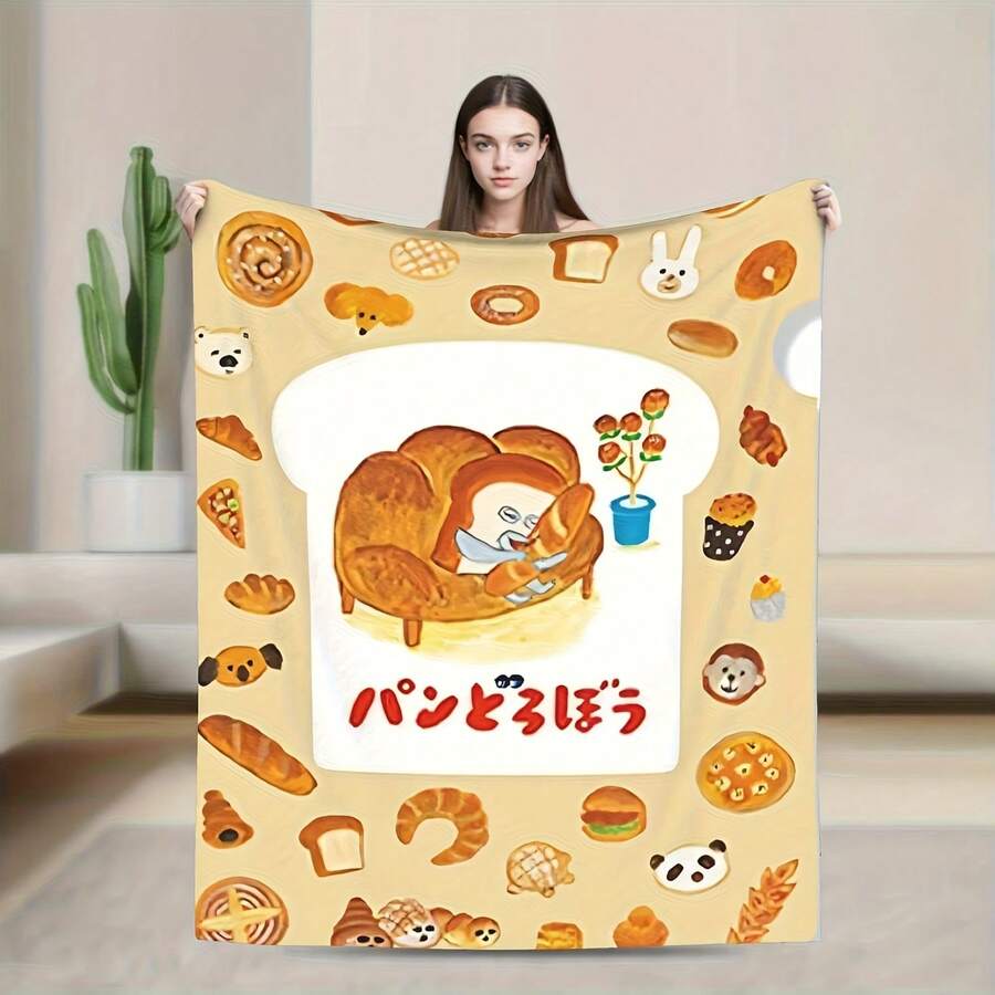 Bread Thief Pan Dorobo Blankets Quality Warm Throw Blanket Winter Travel Home Decor Fashion Bedspread - Kiểu 2 - Xem 1