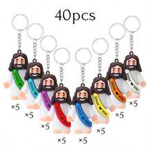 24-120个迷你耶稣钥匙扣，耶稣爱你迷你耶稣摆件，适合作为教堂洗礼礼物、复活节彩蛋填充物等。 - 彩色 - 查看 7