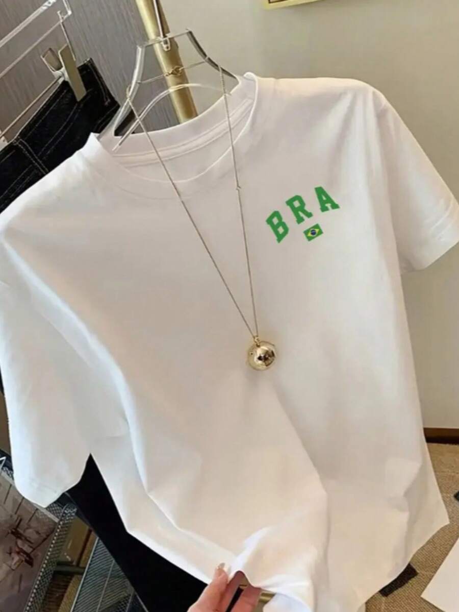 Unisex Brazil World Cup T-Shirt, 100% Cotton - trắng - Xem 1