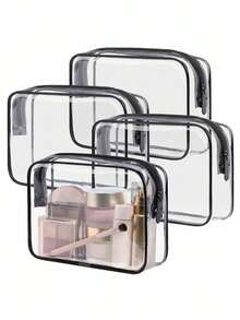 5pcs Transparent PVC Zipper Cosmetic Bag Set, Portable Clear Toiletry Bag, Business Travel, Vacation, Bathroom Storage Travel Zipper Pouch, Minimalist Unisex Clear Organizer Bag, EVA Toiletry Cosmetic Bag Set, Transparent Zipper, Travel Organizer Bag. Suitable For Backpack, Travel Essential, Beach Vacation. - Multicolor - View 1