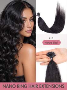 Nano Tip Hair Extensions Human Hair Balayage Nano Ring Beads Pre-Bonded Seamless Highlight Extensions For Women Nano Extension Human Hair Ease Of Use 50s Invisible Nano Bead Extension Valentine's Day - Multicolor - View 40