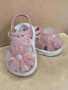 韩版珍珠心形女童凉鞋，时尚百搭西式软底凉鞋 - 粉色 - 查看 2