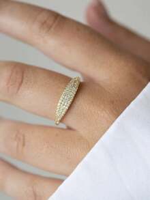 Fashionable Women's Wedding Ring, Pave Synthetic Cubic Zirconia Wedding Band, Delicate Handcrafted Pave Ring, Anniversary Gift, Women's Pinky Ring