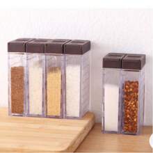 2-In-1 Textured Dual-Lid Spice Jar Set With Storage Base, Minimalist Transparent Spice Jars With Base, Seasoning Containers, Condiment Organizer Bottles - Multicolor - View 10