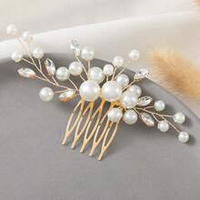 1pc Elegant ABS Plastic Hair Comb, Bridal Wedding Hair Accessory, All Season - Silver - View 5