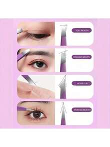 4pcs Stainless Steel Purple Eyebrow Tweezers Makeup Tool Set, Suitable For Eyelash Extension, Eyebrow Shaping, Facial Hair Removal And False Lash Application - Sets - View 5