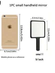 1/2pcs (Black/Pink) Handheld Makeup Mirror, Vanity Mirror, Hair Styling Mirror, Cosmetic Mirror, Handheld Mirror, Ladies Makeup Mirror, Salon Mirror, Portable Mirror, Makeup, Affordable, Room Decor, Vanity, Travel, Bedroom, Makeup Accessories, Mirror, Vanity Mirror, Mini Mirror, Compact Mirror, Small Mirror, Hand Mirror, Inexpensive, Christmas Gift, Cosmetics, Makeup Tools, Cheap, Gift, Women's Gift, Christmas Gift - Black - View 13