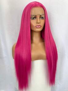 websterwigs 13x4 酒红色和橙色合成蕾丝前假发，自然直发，无需胶水，高品质耐热纤维