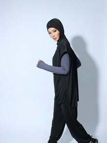 1pc Instant Wear Sports Headband, Casual Elongated Design, Breathable Quick-Dry Muslim Headscarf - Multicolor - View 1