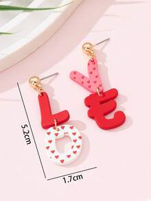 1 Đôi bông tai thời trang hình trái tim lãng mạn in trên men, chất liệu giả gốm mềm mại, dành cho nữ, món quà hoàn hảo cho ngày Valentine hẹn hò. - Nhiều màu - Xem 4