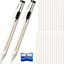 Motiskyy 28 Pcs Chalk Pencil Refillable Cartridge Set, Sewing Chalk Pen And White Refill Tailors Pencil For Marking Fabric Patterns - 白色 - 查看 1