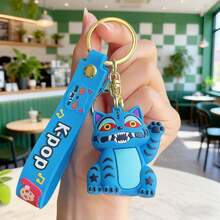 1pc K-Pop Keychain, Cute Kpop-Style Christmas Keychain, Cartoon Pendant, Tiger Keychain, Couple Keychain, Anime Phone Charm, Bag Accessory, Friend Gift (Silicone, Minor Color Fading Is Normal) - Multicolor - View 17