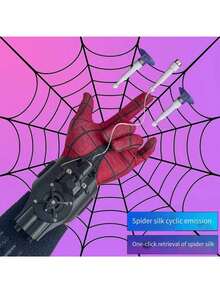 1 Set Spider Web Shooter Gloves Toy, One-Button Retractable Wrist Toy, Reusable Spider Web Launcher Gloves, Creative Roleplay Prop, Cycling Spider Web Launcher Toy, Wrist-Mounted Launcher Gloves, Spider Web Shooter Gloves Toy With One-Button Retraction, Suitable For Play - Multicolor - View 1