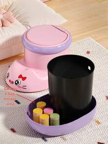 1个鞋形垃圾桶，厨房/卧室/浴室垃圾桶，可爱趣味设计，按压式开盖，内置垃圾袋收纳空间，适合日常使用 - 彩色 - 查看 8