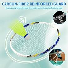 Juego de 2 Raquetas de bdminton Incluye Bolsa de bdminton, 2 Balas de bdminton, 2 empuaduras para Raquetas Juego de Raquetas de bdminton para Principiantes - AzulRojo - Ver 4