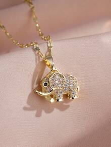 rakol Cubic Zirconia Cute Elephant Pendant Necklace, Suitable For Women's Daily Wear - Necklace - View 6