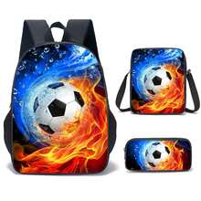 3-pack ryggsäckar, fotbolls-/matchmönster, unisex, inkluderar axelväska, pennfodral och ryggsäck