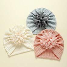 3件套多色可爱针织婴儿帽，花卉图案，精美礼品及拍照道具，四季皆宜 - 彩色 - 查看 8