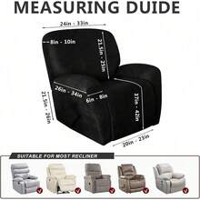 Trugenix-Recliner Sofa Covers - Leather Like Recliner Sofa Covers 3 Seater Recliner Couch Covers For 3 Cushion Couch 8 Pieces Washable Stretch Reclining Sofa Slipcovers (Brown)-GP - 02-black - 查看 9