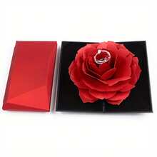 1pc 3D Ring Box, Small Ring Box Proposal And Engagement, Wedding And Birthday, Jewelry Box - Red - View 9