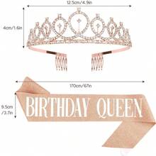 3pcs/Set 30th, 40th, 50th, 60th, 80th, 90th Birthday Decorations, Including Birthday Sash, Crown/Headpiece And Card, Rose Gold Girl Gift, Suitable For 30th, 40th, 50th, 60th, 80th, 90th Birthday Decor - Black Gold - View 12
