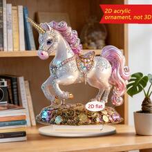 1/4件亚克力精美小马装饰摆件，钻石和硬币设计，适用于家居、农舍、客厅、卧室、办公桌，也是节日送礼佳品，2D - 多色 - 查看 4