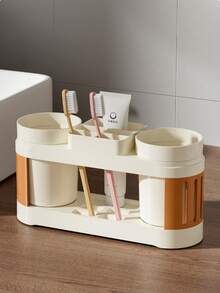 1pc Toothbrush Holder, Bathroom Toothbrush Holder, Countertop Bathroom Storage Rack, Multi-Function Toothbrush & Toothpaste Organizer, Bathroom Accessories