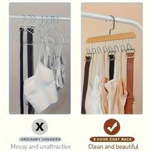 1/2pcs Hangers With 8 Hooks, Suitable For Wardrobe Bra Hangers, Vest Hangers,Popular Rotatable, Wooden Hangers,Closet Hangers, Space Saving Hangers, Wardrobe Storage Racks And Storage Space For Dormitories And Apartments, Can Store Vests, Bras, Scarves