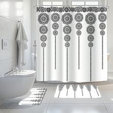 Bộ 1/3/4 rèm tắm kẻ sọc, trang trí họa tiết hình tròn, thiết kế Mandala, in họa tiết phong cách Bohemian, thảm phòng tắm chống trượt, thảm chữ U cho nhà vệ sinh, thảm lót nắp bồn cầu, trang trí phòng tắm, phụ kiện phòng tắm - Nhiều màu - Xem 4