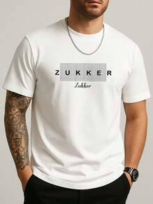 Set Of 3 Men's Crew Neck T-Shirts, Cotton Shirts, Comfortable Slim Fit, Immediate Shipping, Stylish Print, Various Colors - 黑色/紅色/白色 - 查看 4