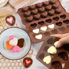 15-Cavity Heart Silicone Mold, Non-Stick Baking Tray, Handmade Baking Mold For Cakes, Chocolates, Candies, Jelly, Pudding, And Soap - Multicolor - View 1