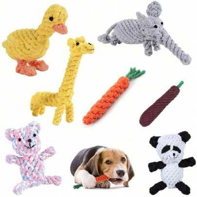 1Pc Bite Resistant Rope Dog Toy Pet Cleaning Teeth Chew Toys Cute Animals Shape Dog Molar Biting Rope Knot Ball