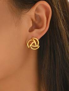 1对时尚新月拼接耳环，奢华小众夸张优雅日常耳环，节日礼物之选 - 金黃色 - 查看 2