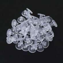 KMEOSCH 50/100/200个耳钉后塞，硅胶耳钉后塞，透明橡胶耳钉安全后塞，柔软耳塞带衬垫，低过敏性硅胶耳钉后塞替换安全后塞，适用于珠宝制作 - 無色 - 查看 3