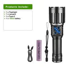 2026 New High Power 2*LED Flashlight, TYPE-C USB Rechargeable, Dual Lights, Telescopic Zoom, Super Bright Camping Lamp - Black - View 15